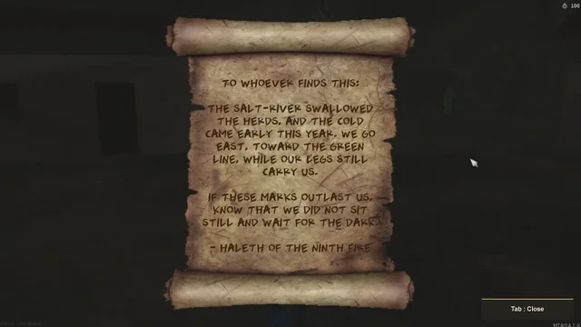 A letter left behind by Haleth of the Ninth Fire